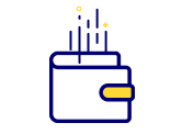 A minimalistic dark blue abstract with parallelogram and yellow shapes. Reflects simplicity of buying Bitcoin on Coinmama.